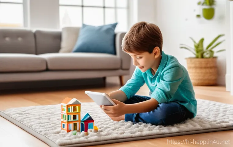 스마트홈 에너지 절약 팁 - Smart Home Comfort and Family Life**
A bright, inviting modern living room where a diverse family – ...