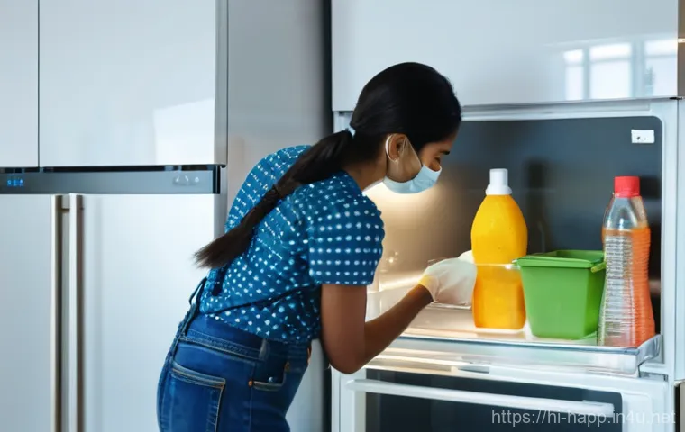 냉장고 냄새 제거 방법 - **Prompt: Refrigerator Deep Cleaning Day**
    A bright, wide-angle shot of a meticulously clean, mo...